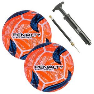 Kit 2 Bolas Futebol De Praia Penalty Fusion 2 Ix + Bomba Inflável Umbro