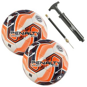Kit 2 Bolas Futebol Society Penalty Storm Xxi + Bomba Inflável Umbro