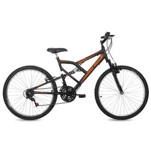 Bicicleta Aro 26 Fullsion 18V Suspensão Mormaii Preto e Laranja