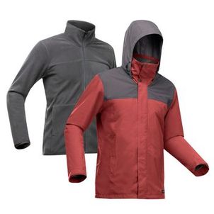 Jaqueta 3 em 1 Masculina Trilha 100 Impermeável Térmica Quechua Vermelho