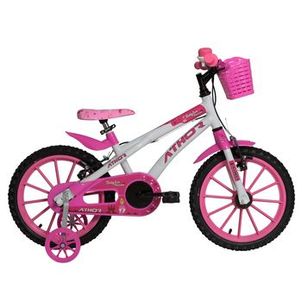 Bicicleta Infantil Aro 16 Athor Baby Lux Princess Feminina Branco Rosa