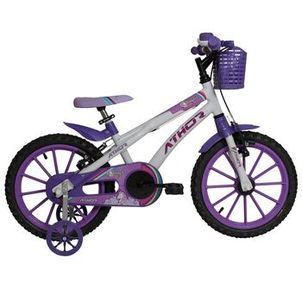 Bicicleta Infantil Aro 16 Athor Baby Lux Unicornio Feminina Branco Roxo