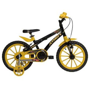 Bicicleta Infantil Aro 16 Athor Baby Lux Cars Masculino Bike Preto