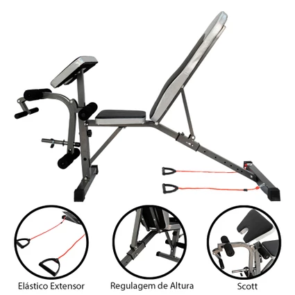 Decathlon | Banco Supino Regulável Cadeira Extensora e Scott Yangfit