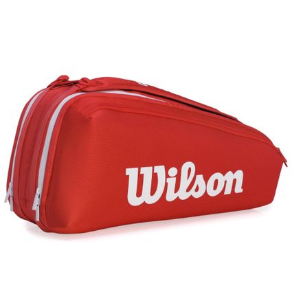 Decathlon | Raqueteira Wilson Super Tour 6Pk Vermelha e Branca