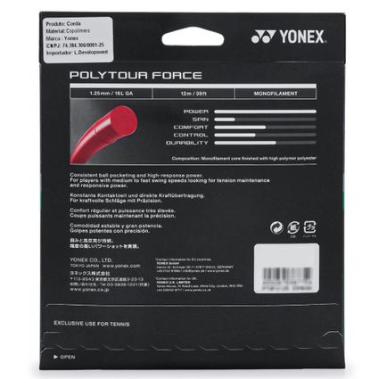 Decathlon | Corda Yonex Poly Tour Force 16L 1.25mm Preta - Set