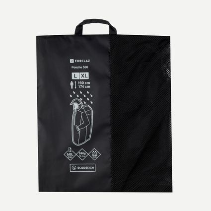 Decathlon | Poncho Adulto de Trilha e Trekking MT500 60l Simond Preto