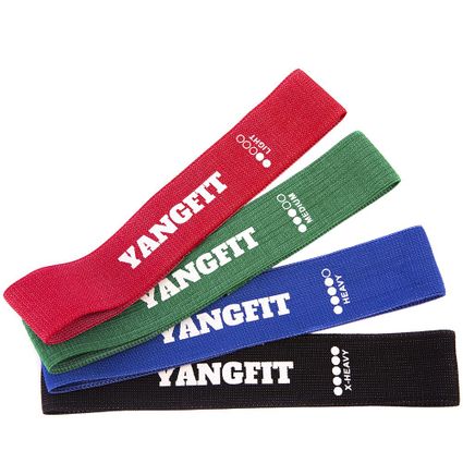Decathlon | Kit Mini Band Tecido Faixa Elástica 4 Intensidades Yangfit