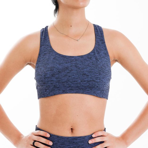 *top seamless basico cinza mescla, l Azul G