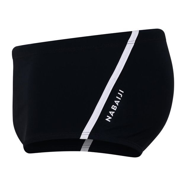 Sunga de natação BR 500 masculina, Preto - Laranja, 3G