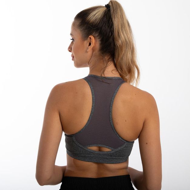 Top Feminino de Fitness Cardio Dynamic 500, cinza, 3G