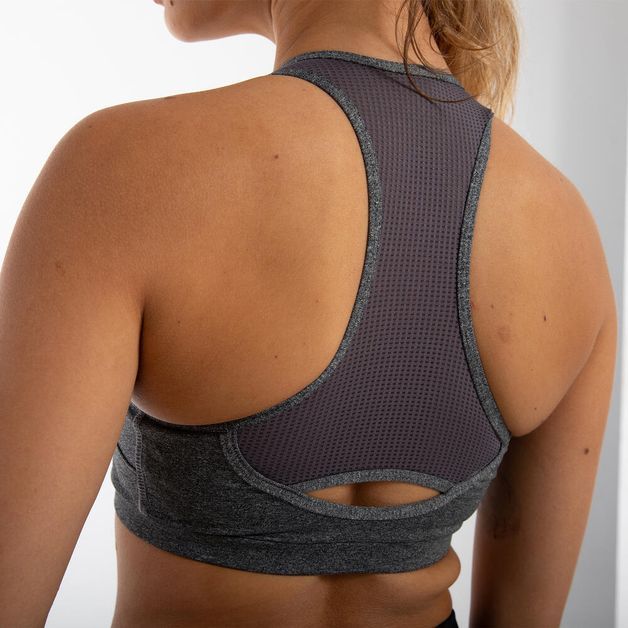Top Feminino de Fitness Cardio Dynamic 500, cinza, 3G