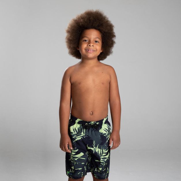 Bermuda Infantil de Surf 100, verdeclaro, 8 ANOS