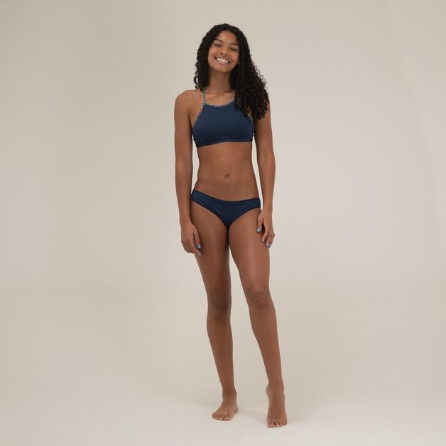 Biquíni Calcinha Alta de Surf Teen, marinho, 10 ANOS
