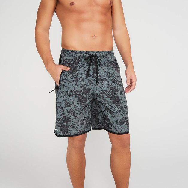 Bermuda Masculina de Surf Bolso com Zíper e Cintura Elástica Olaian, verde, P