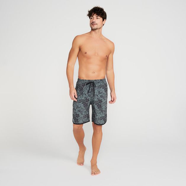 Bermuda Masculina de Surf Bolso com Zíper e Cintura Elástica Olaian, verde, 3G