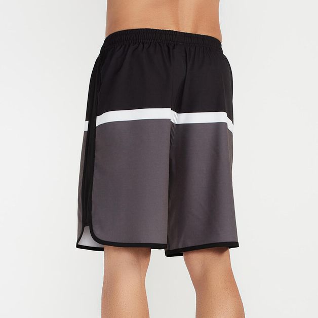 Bermuda Masculina de Surf Bolso com Zíper e Cintura Elástica Olaian, grafite, M