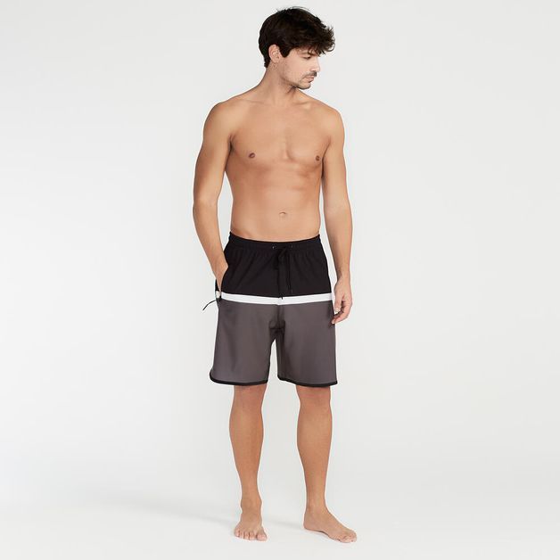 Bermuda Masculina de Surf Bolso com Zíper e Cintura Elástica Olaian, grafite, M
