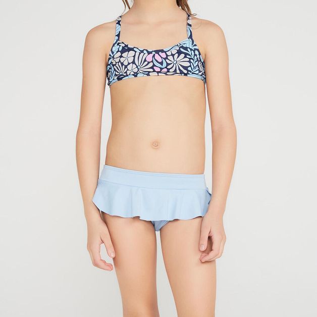 Biquini Infantil de Surf Calcinha Babado Olain, azul, 5-6 ANOS