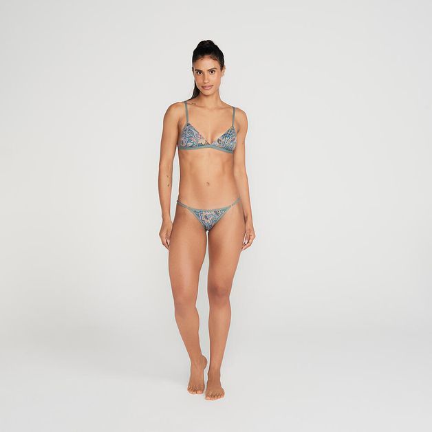 Biquíni Calcinha Viés de Surf, verde-floral, G