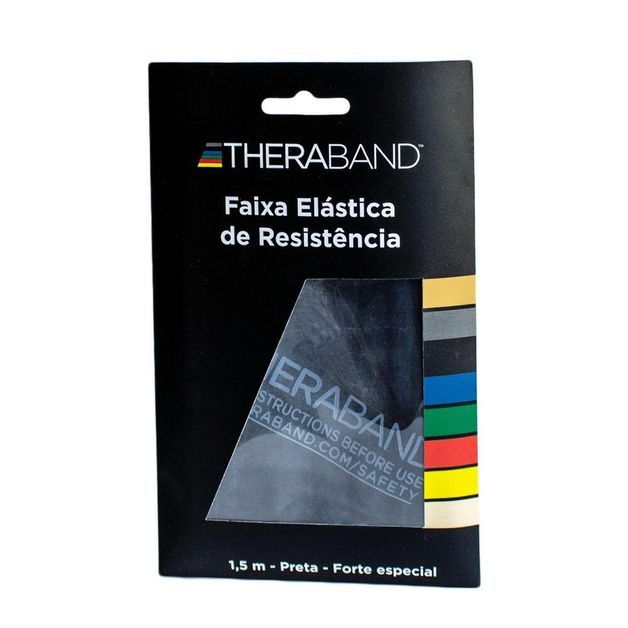 Faixa Elástica de Resistência 1,5m TheraBand, preto, UNICA