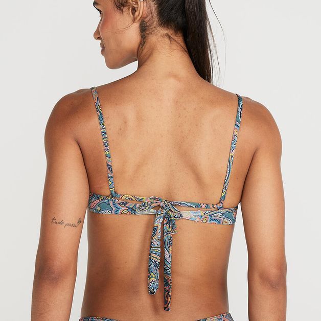 Biquíni Sutiã Meia Taça de Surf, verde-floral, P