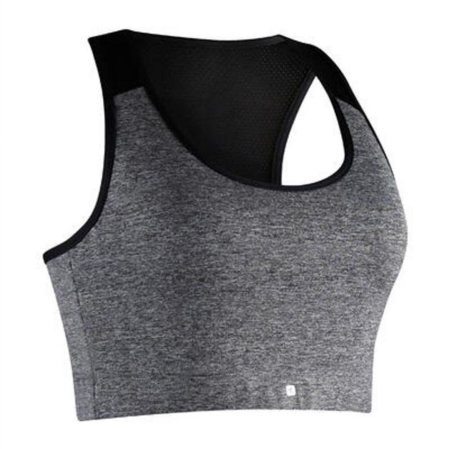 Top Feminino de Treino Básico New 100 Domyos, cinza, G
