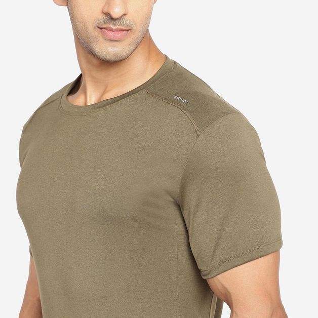 Camiseta Masculina de Treino Domyos 100, caqui, 4G