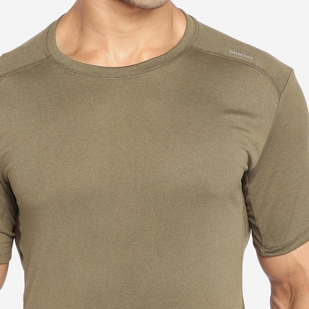 Camiseta Masculina de Treino Domyos 100, caqui, 4G