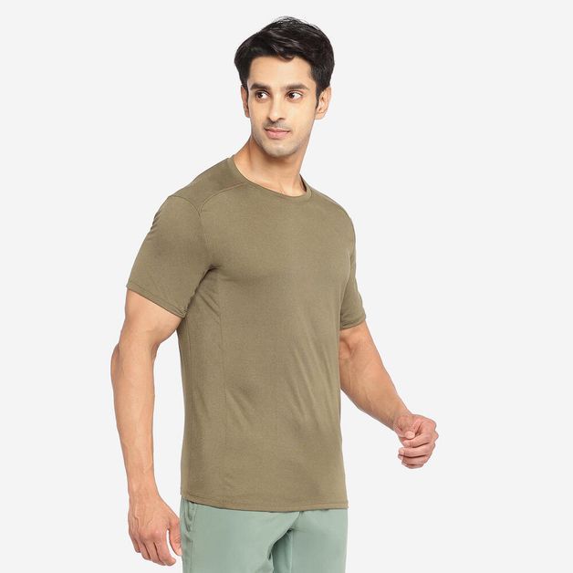 Camiseta Masculina de Treino Domyos 100, caqui, 4G