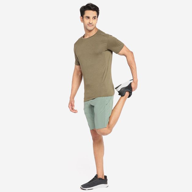 Camiseta Masculina de Treino Domyos 100, caqui, 4G