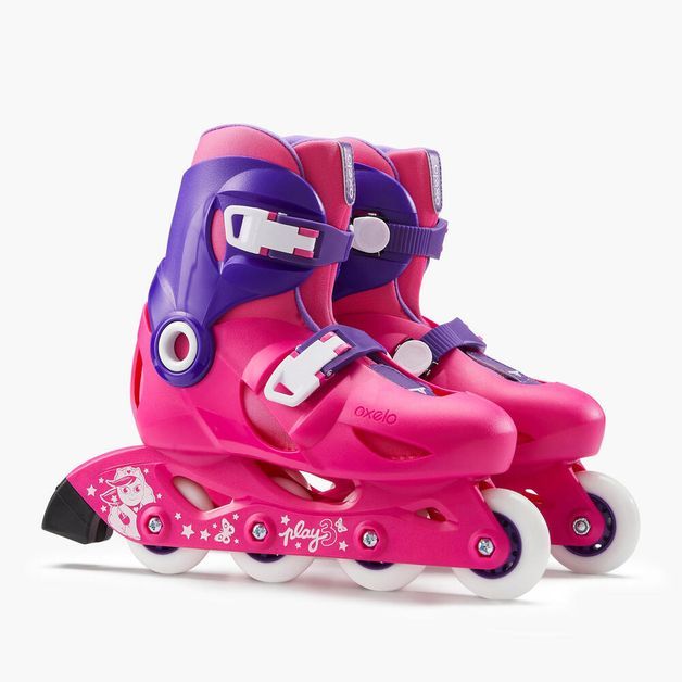 Patins Infantil Play 3 Oxelo, rosa, 26/28 BR