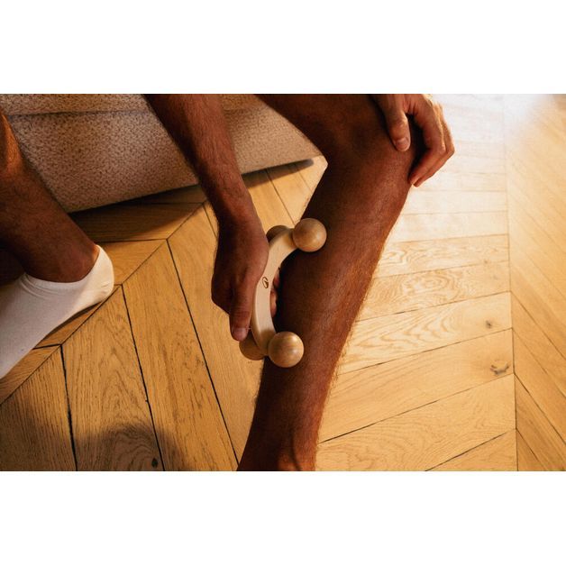 Alça de massagem em madeira com 4 bolas, marrom, UNICO