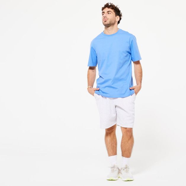 Camiseta masculina de Ginástica e Pilates 500 Essentials, azul, 3G