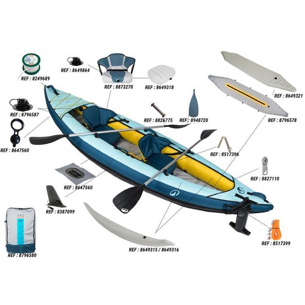Pack kayak tribord 2p, no size Azul UNICO