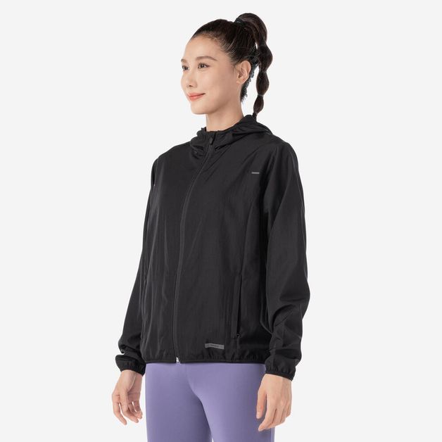 Jacket run wind 100 w whi, uk 16 / eu xl Preto-fumê P