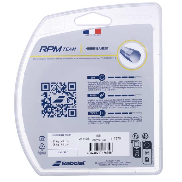 *babolat rpm team 1.25/17 12m b, no size Azul UNICO
