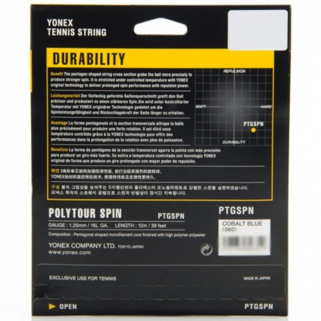 Corda Yonex Poly Tour Spin 1.25 / 16 Yonex, ÚNICO, ÚNICO