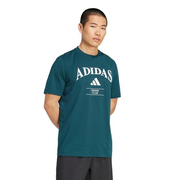 Camiseta Masculina de Tennis Adidas, verde-escuro, G