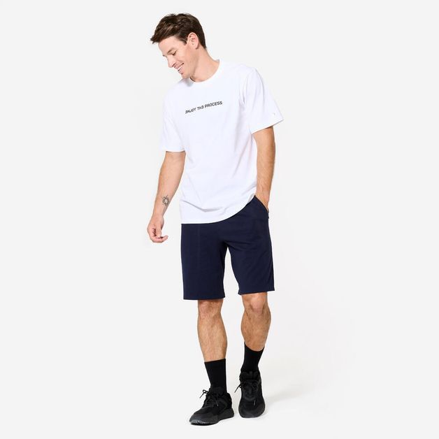 Camiseta Masculina de Pilates Essentials Domyos Branca, branca, 3G