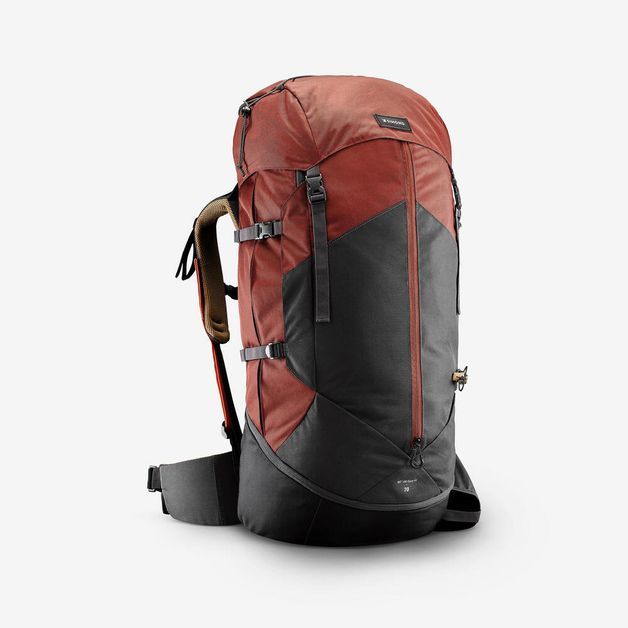 Mochila Masculina Trilha Trekking MT 100 Easyfit 70 Litros Vermelho, UNICO