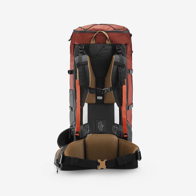 Mochila Masculina Trilha Trekking MT 100 Easyfit 70 Litros Vermelho, UNICO