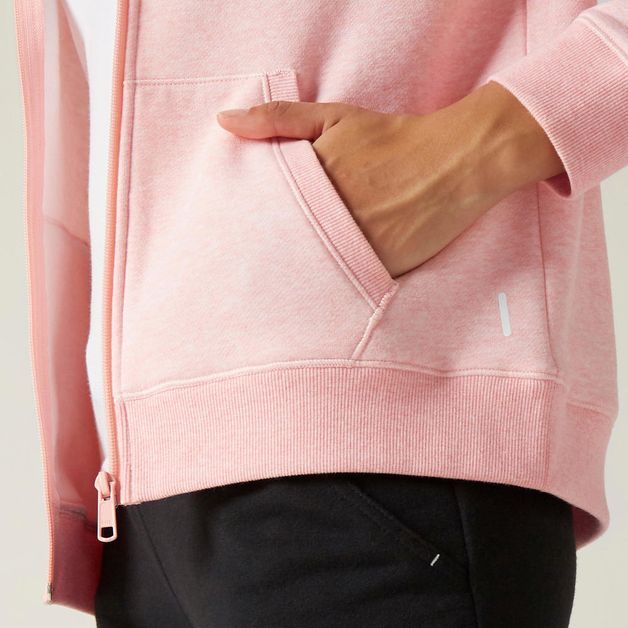 Casaco-com-Capuz-de-Cardio-500-Mulher-Rosa
