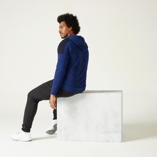 Hoody-sweat-500-half-zip-blue-gg
