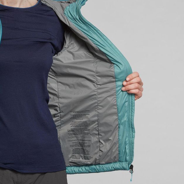 Jaqueta-feminina-de-trekking-Trek-100-verde-agua-GG