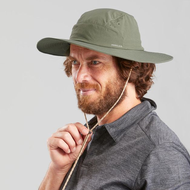 Chapeu-masculino-de-Trekking-TREK-500-anti-UV-caqui-56-58CM