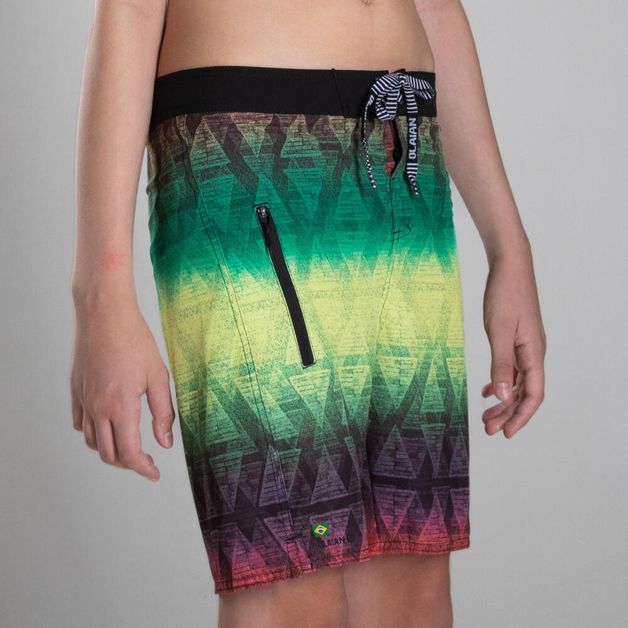 Bermuda-infantil-de-Surf-Teen-500-amarelo-verde-16-ANOS