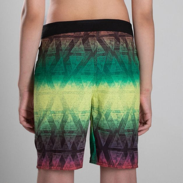 Bermuda-infantil-de-Surf-Teen-500-amarelo-verde-16-ANOS