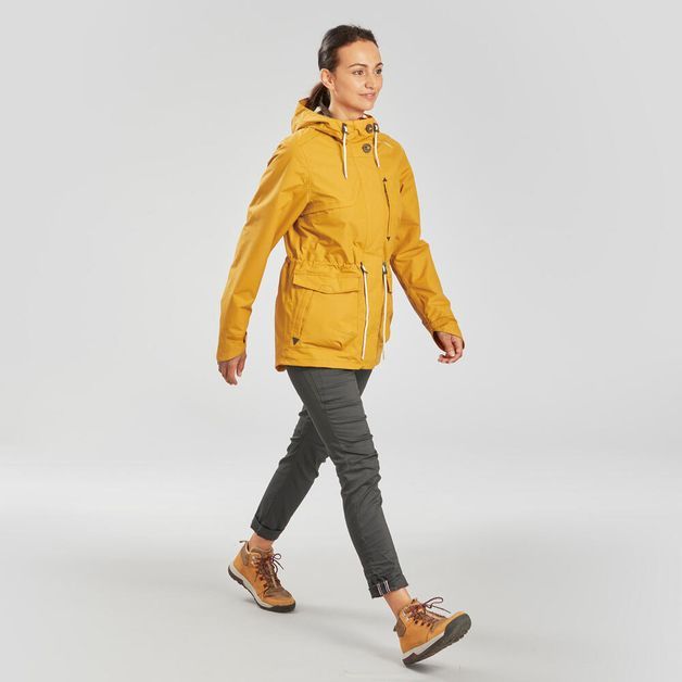Jaqueta-feminina-impermeavel-de-trilha-NH550-amarelo-G