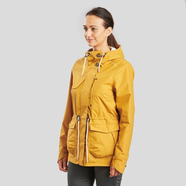 Jaqueta-feminina-impermeavel-de-trilha-NH550-amarelo-G